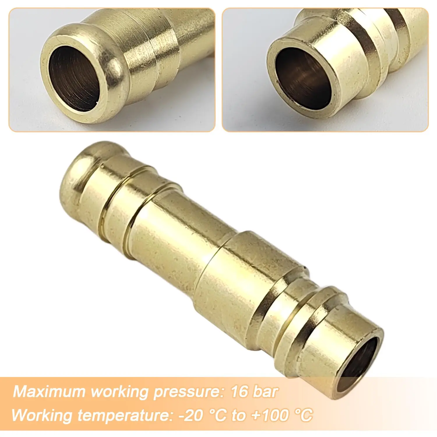 Air Compressor Hose Connector Set 10mm Self-Tightening Clamp Brass Plated Iron For Pneumatic Tools And Air Lines 2 Pack