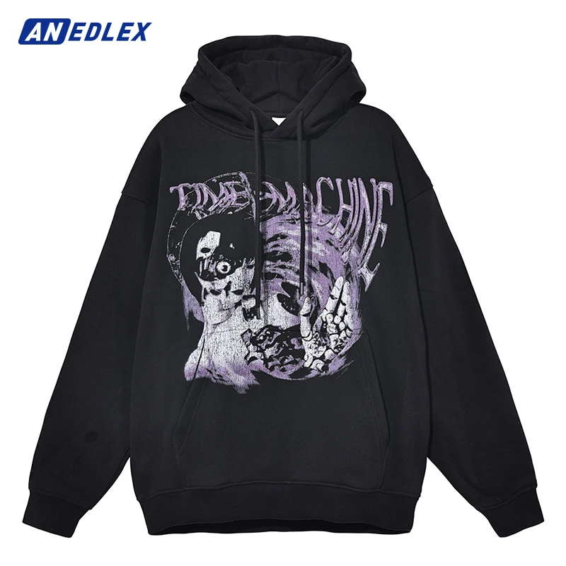 

Hip Hop Men Streetwear Harajuku Hoodie Sweatshirt Japanese Female Ghost Graphic Hoodie Winter Cotton Fleece Hooded Pullover