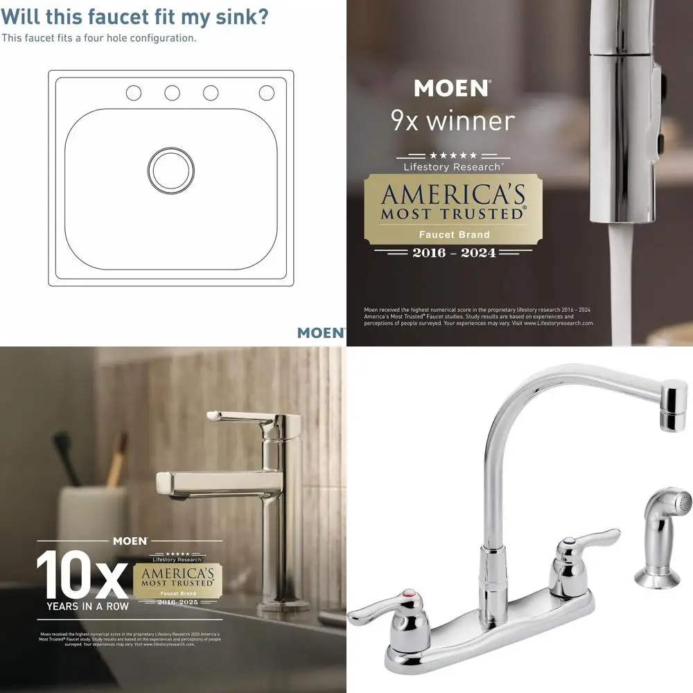 Выдвижной кухонный смеситель с двойной ручкой и боковым распылением, хромированная отделка