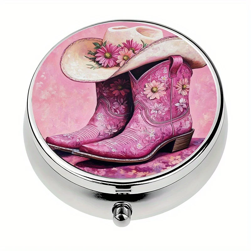 1 pill box with 3 compartments, Western floral-themed mini pill box, medicine storage box, unique gift for travel and daily use