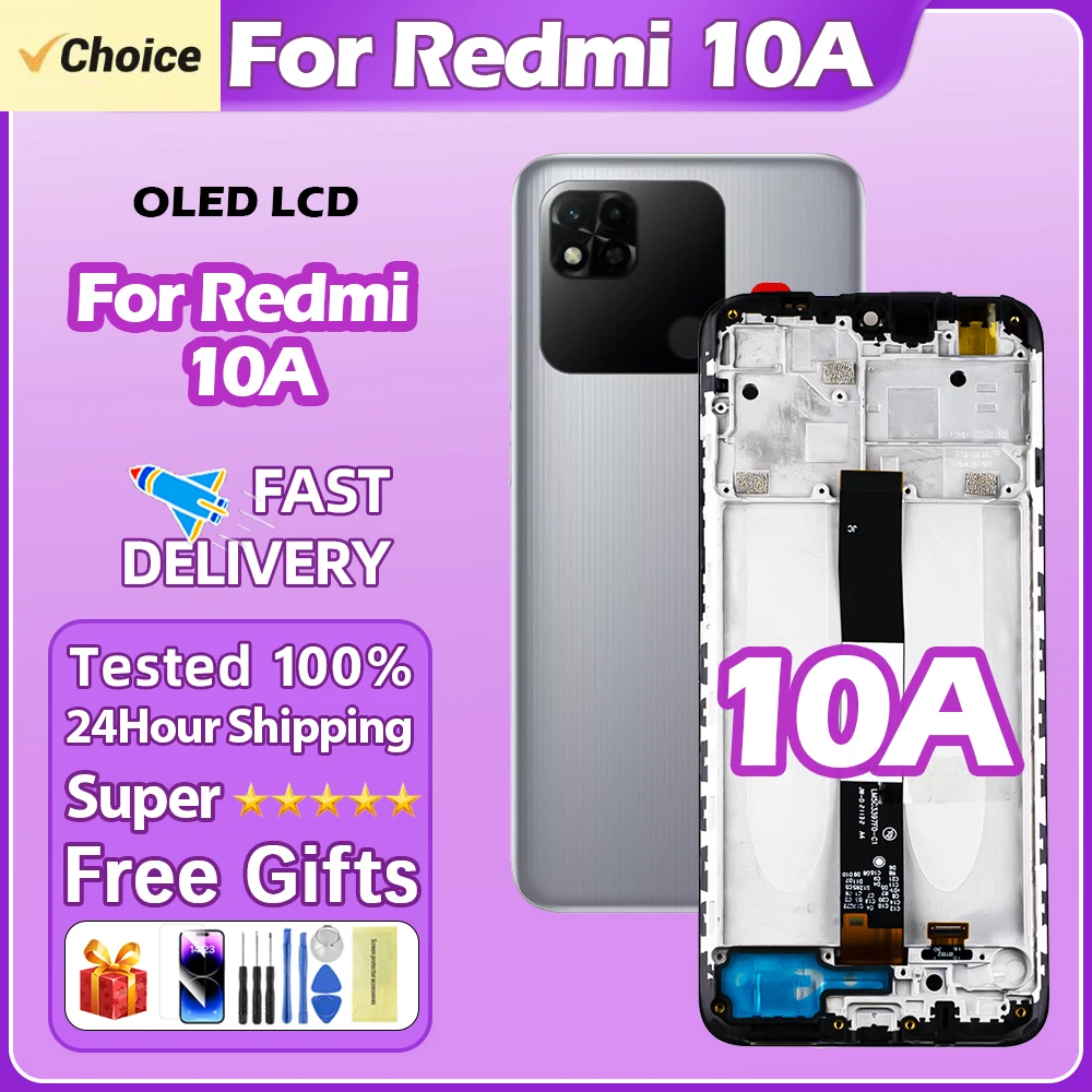 For Xiaomi Redmi 10A LCD Touch Screen Digitizer Assembly Panel For Redmi 10A LCD Display 220233L2C Replacement Parts