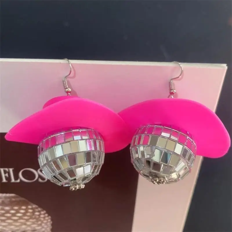 652F Hair Hoop Drop Earrings Mirror Ball Headbands Disco Ball Halloween Party Halloween Theme Headband for Teens Headwear