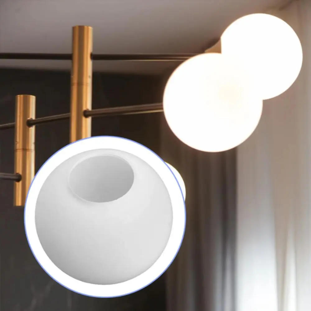 White Glass Glass Lamp Shade Matte White Round Shape Globe Lamp Shade Milky Glass Thread Metal Lampshade Replacement