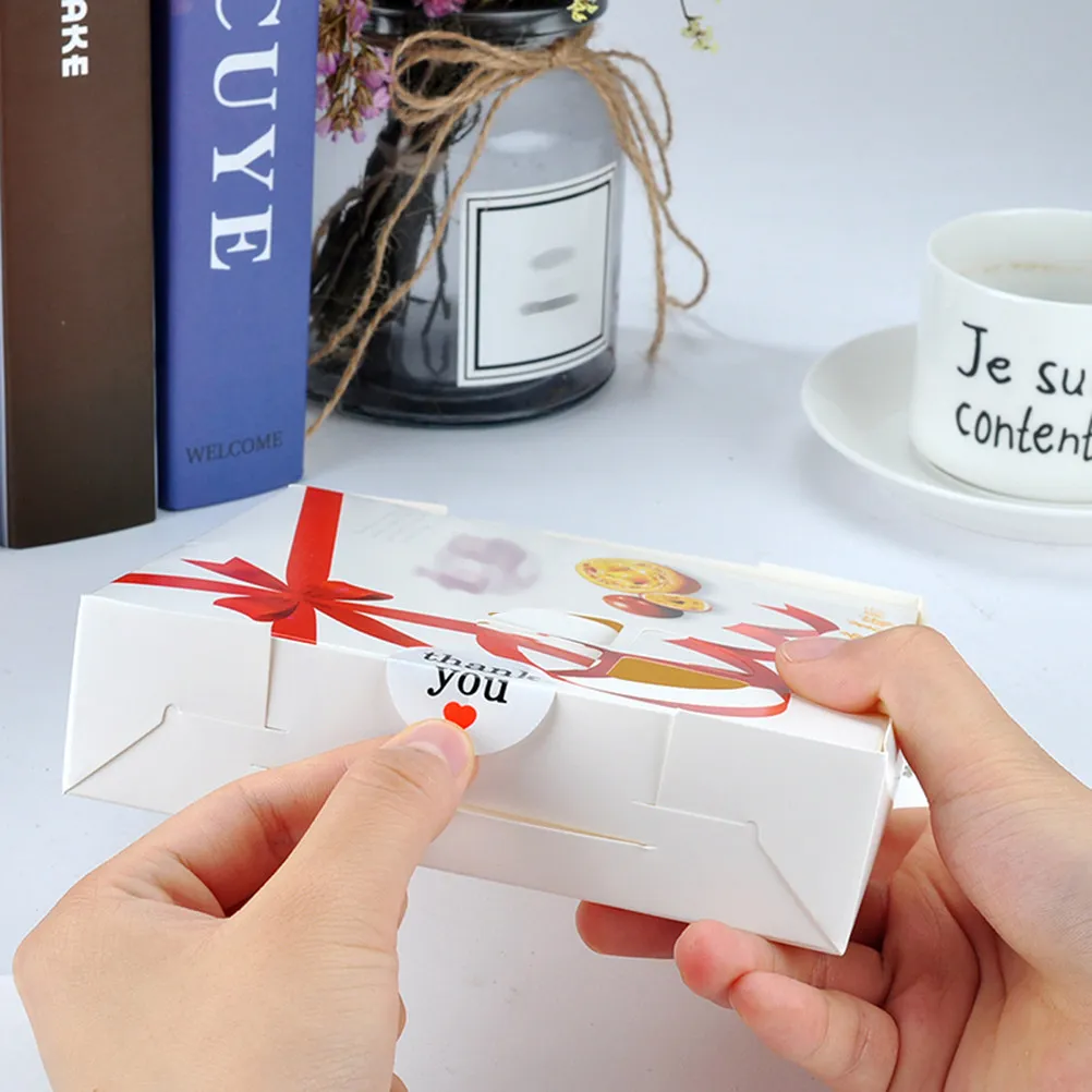 

500Pcs Heart Pattern Thank You English Word Stickers Adhesion Self Stick Label Paper for Baking Packaging Candy Bags