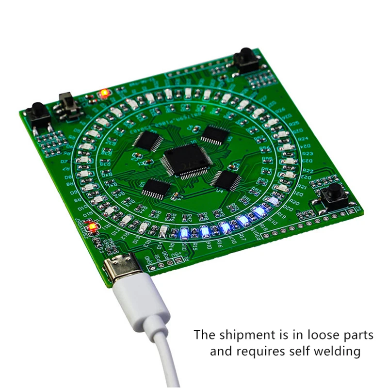 LQFP64 SMD Soldering Practice Board Kit, 5V Running Light DIY Soldering Training Kit with Type-C Port