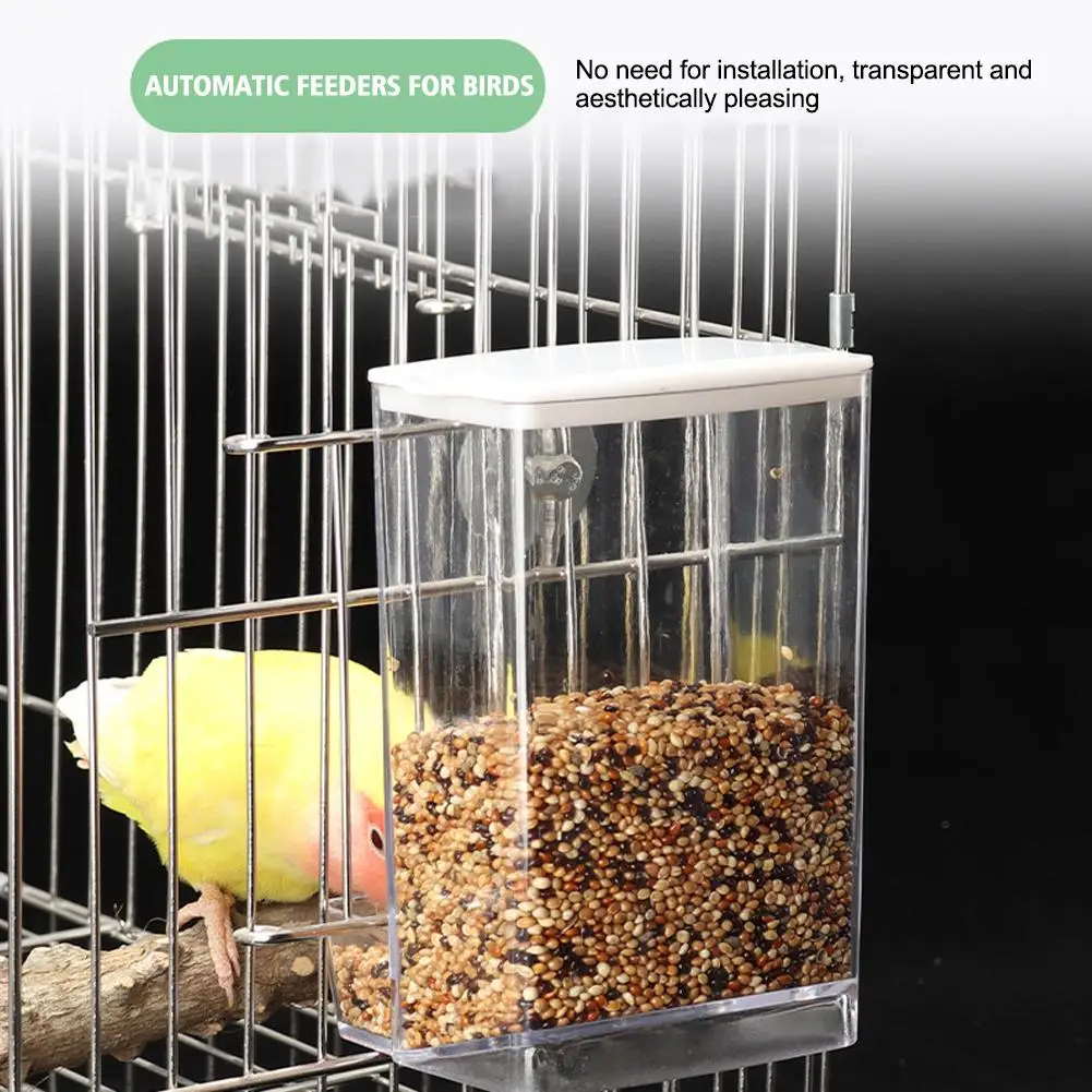 Bird Feeder With Dustproof Lid Anti-spill Transparent Feeder Pet Box Parrot Parakeet Finch Cockatiel Supplies C7G8