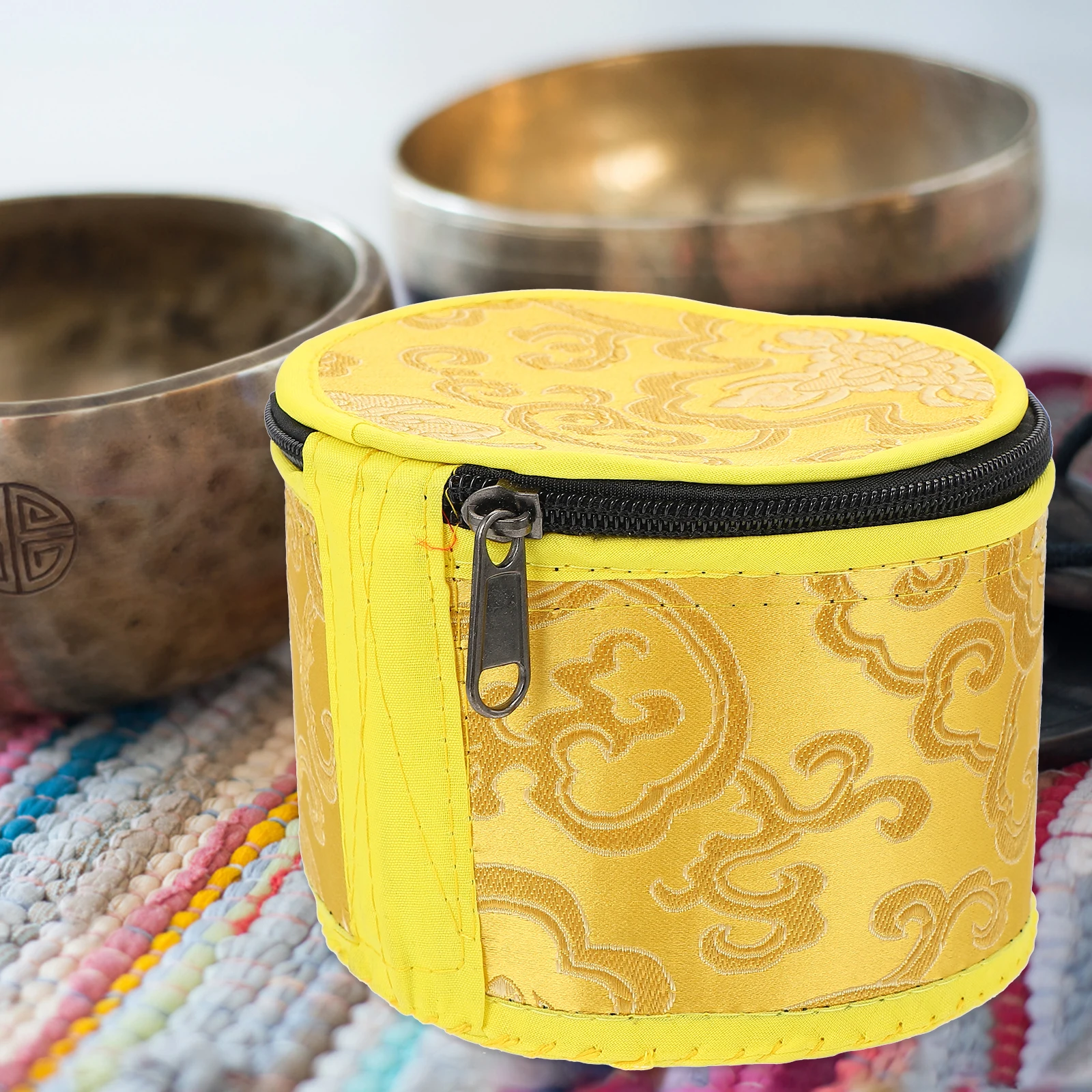 

1pc Handmade Embroidery Zipper Case Bag Tibetan Accessories Storage Mat Cloth Cover For Meditation InstrumentsSinging