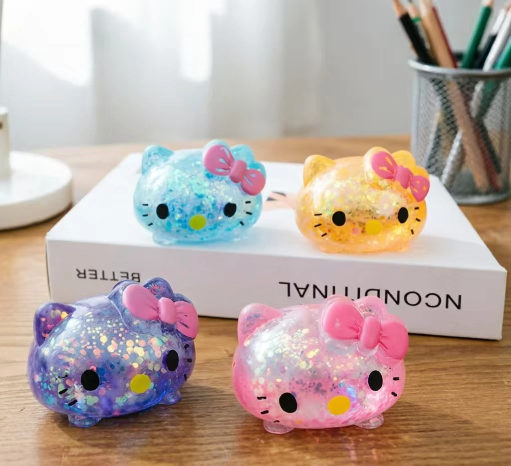 

Hello Kitty Squeeze Toy Flash Glitter Stress Ball Slow Rising Squishy Fidget Toy Sensory Anxiety Relief Novelty Gift