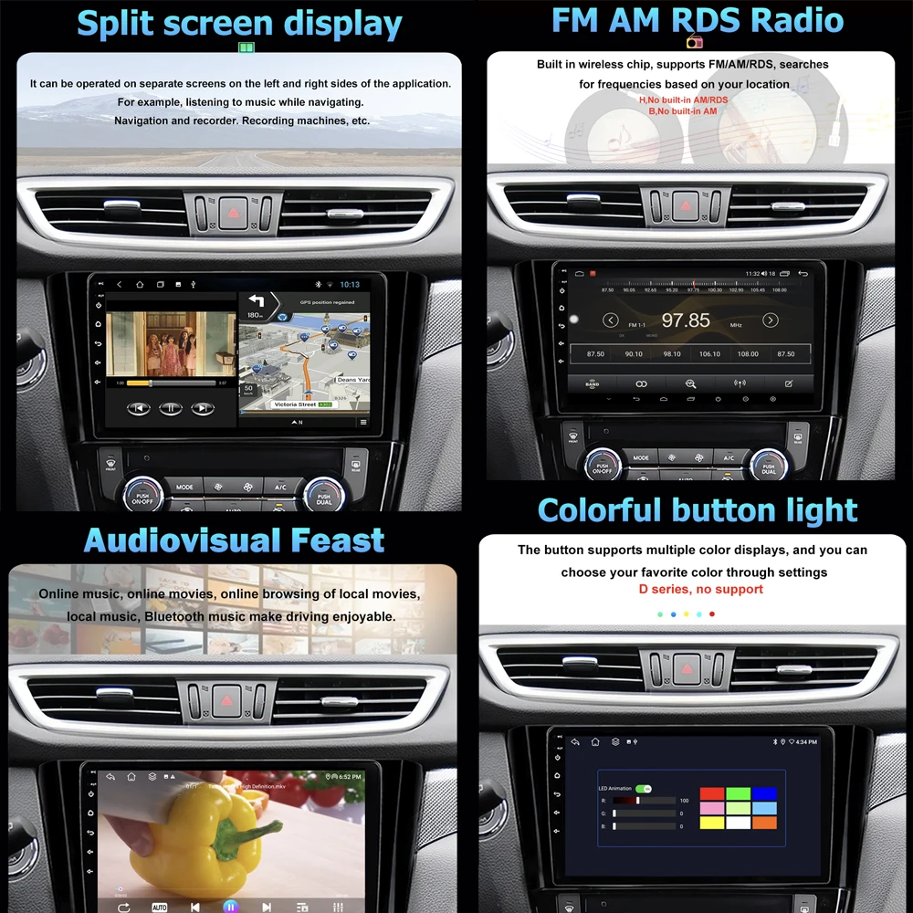 Autoradio Android Auto, Navigation GPS, Carplay sans fil, Limitation DSP, Lecteur vidéo, 4G, Stéréo, Volvo XC70, V70, S60, 2004 - 2009