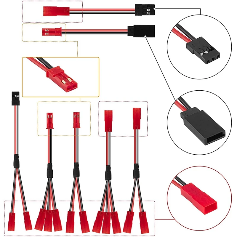 11 pçs jst plug divisor jst macho fêmea y cabo jst para jr adaptador para traxxas TRX-4 rc ventilador de refrigeração do carro esc bateria motor