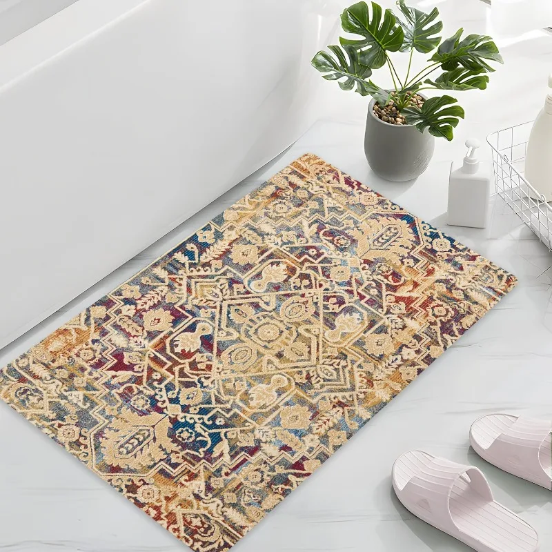 

Flannel Carpet BOHO Persian Vintage Entry Door Mat Entryway Rug Small Rug Non-slip Washable Dirty Resistant Home Decor