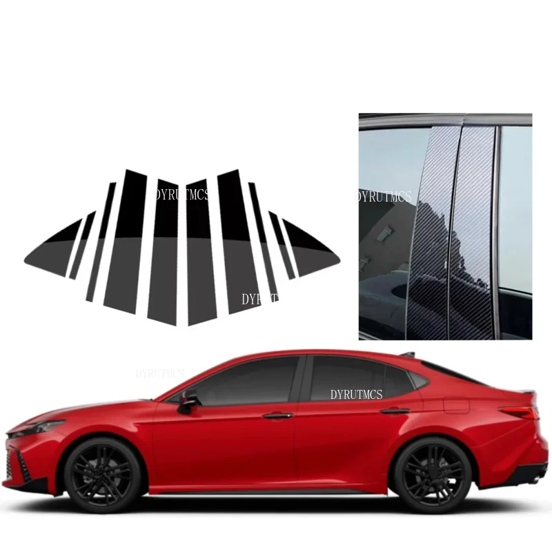 

10PCS Glossy Black Pillar Post Fit For Toyota Camry XV80 2024-2026 Window Door Cover Trim Decoration Stickers Silver Carbon