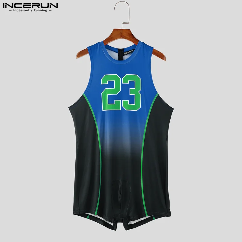 Body para hombre con estampado Tie Dye, peleles de entrenamiento sin mangas con cuello redondo, monos informales ajustados de moda de verano 2025, S-3XL INCERUN