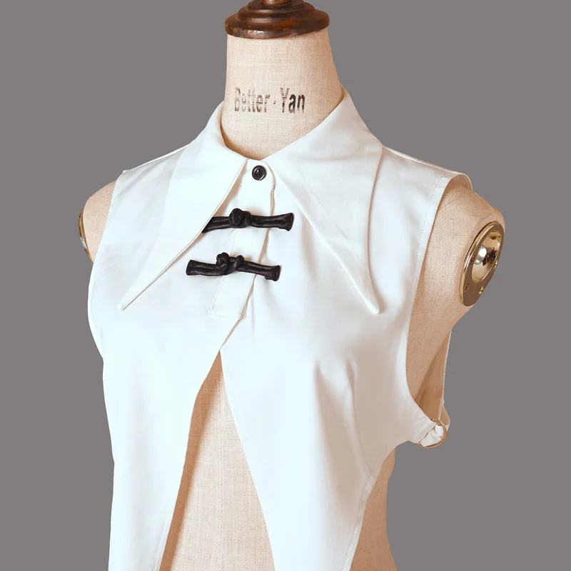 Vintage New Big Lapel White Fake Collar Women Detachable Collar False Collar Woman Female Removable Dickie Half Shirt Faux Col