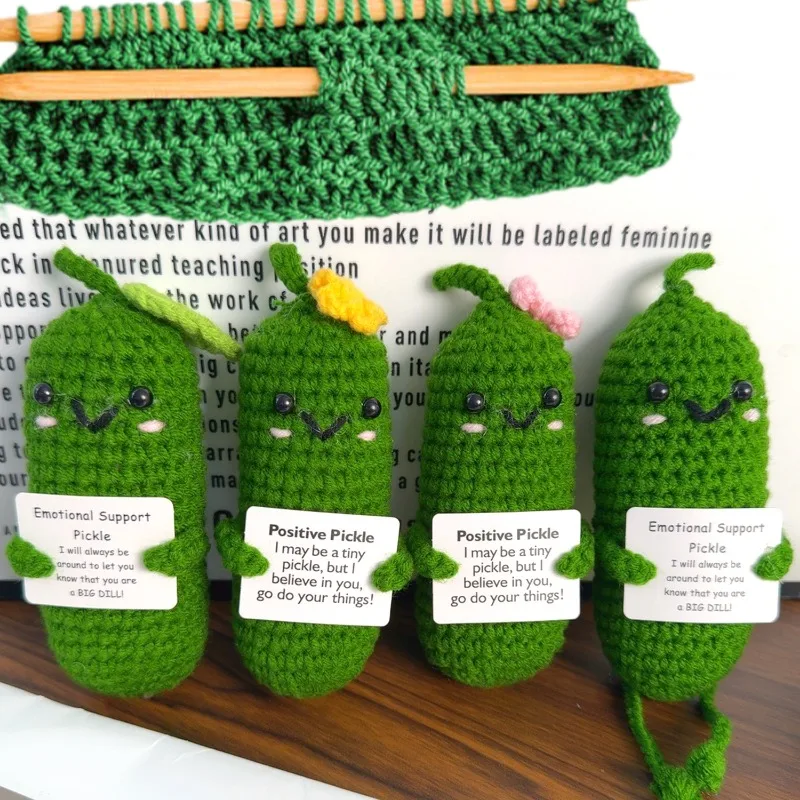 10/1pcs Handmade Emotional Cucumber Positive Energy Handmade Doll Funny Crochet Handwoven Ornament Birthday Party Knitting Gift