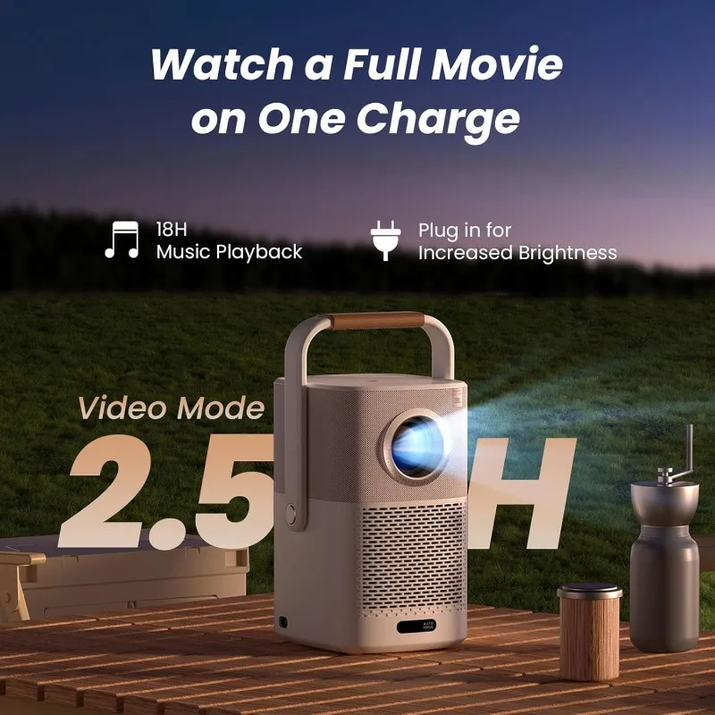 Yaber T2 Outdoor Projector with WiFi 6 and Bluetooth, Native 1080P Smart Movie Portable Projector for Inside and Outside