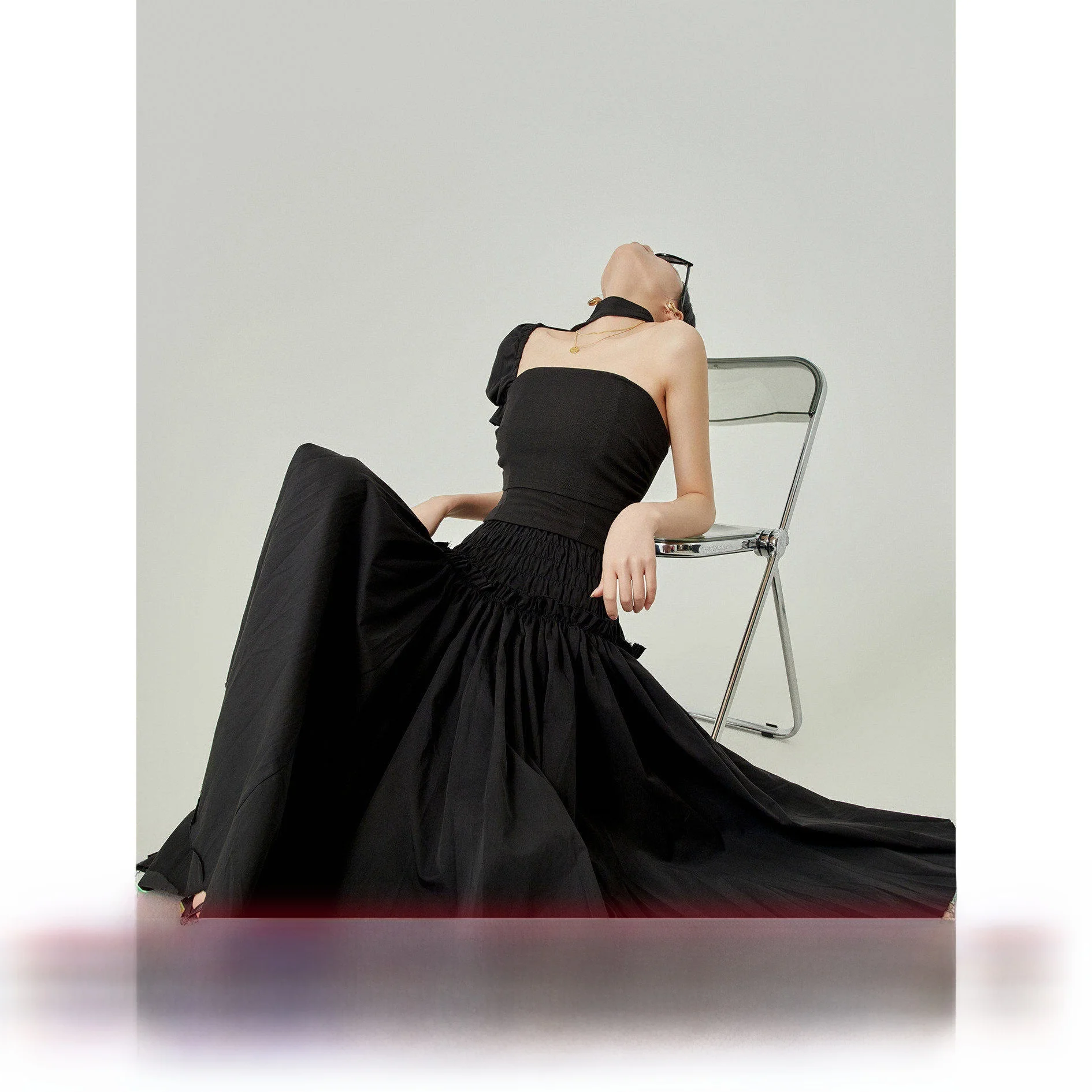 

Комплект Ele Bla: топ и юбка облегающего кроя, женский модный высококачественный ансамбль, костюм-двойка из полиэстера