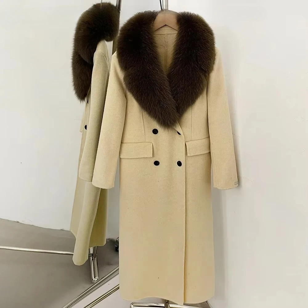 Women's Double Face Wool Overcoat Thick Fabric Warm Insulated Wear  Old Money Style Classic Commuting Cold Season Daily Wear