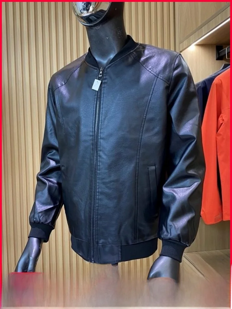 

Мужское кожаное пальто с бейсбольным воротником на подкладке Fce, тепло и стоимость, осень-зима, Новое поступление, прямое кожаное пальто из искусственной кожи