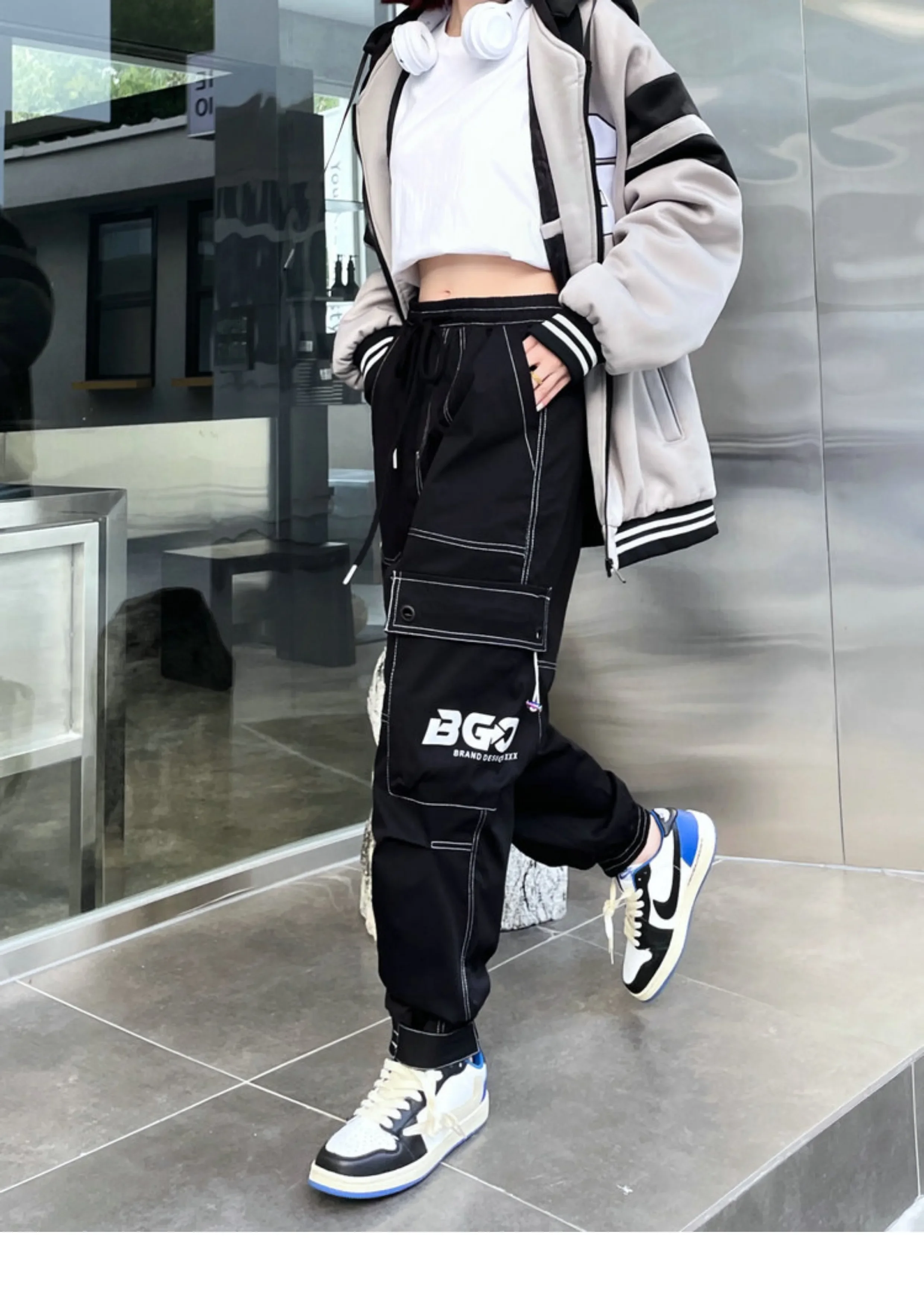

Pop Plus Size Trendy Pure Cotton Work Pants Women's Slim Fitew Loose Haren Ankle Pants Unisex Casual Pants Oversized