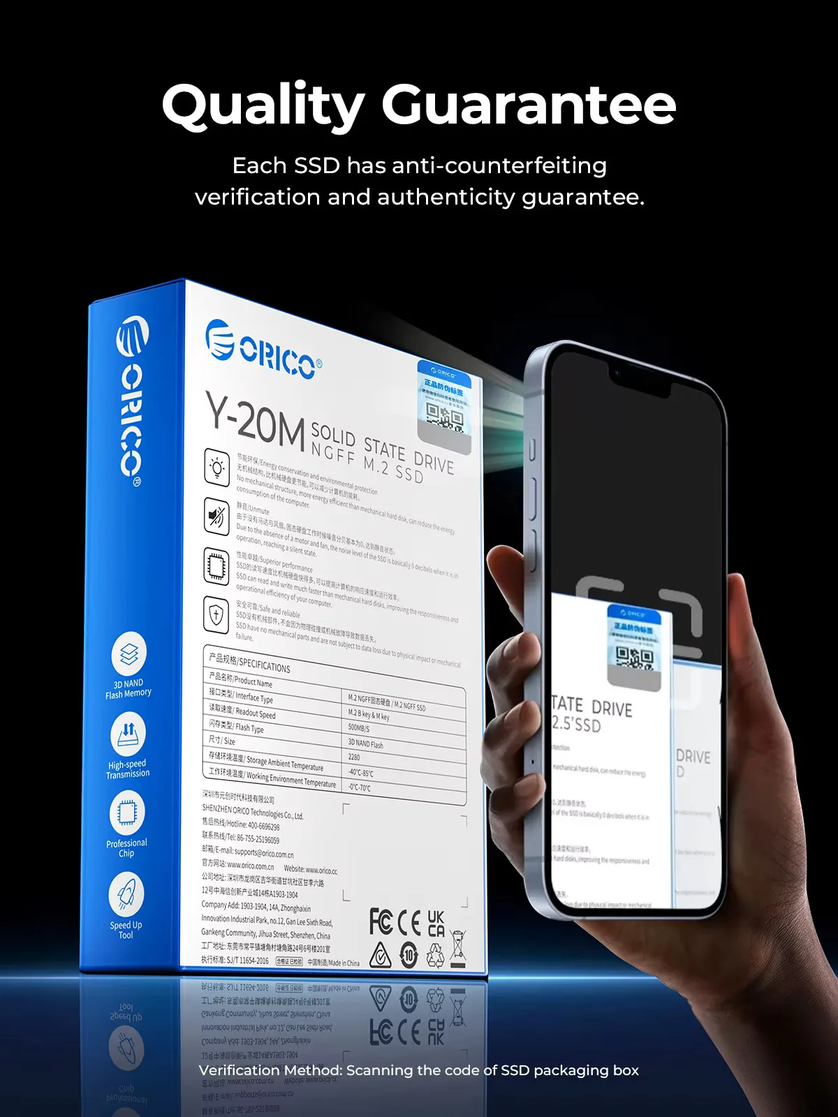 ORICO SATA III SSD Unità a stato solido interna da 2,5" 3D NAND 512 GB 1 TB 2 TB 4 TB Fino a 550 MB/s per PC desktop portatili di aggiornamento Y20