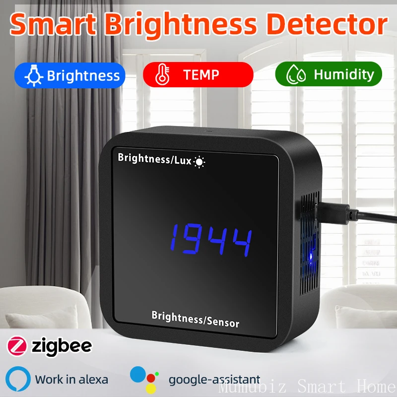 Tuya Smart WiFi / Zigbee Luminance Sensor Illumination Brightness Detecto With Temperature and humidity sensor Alexa Compatible