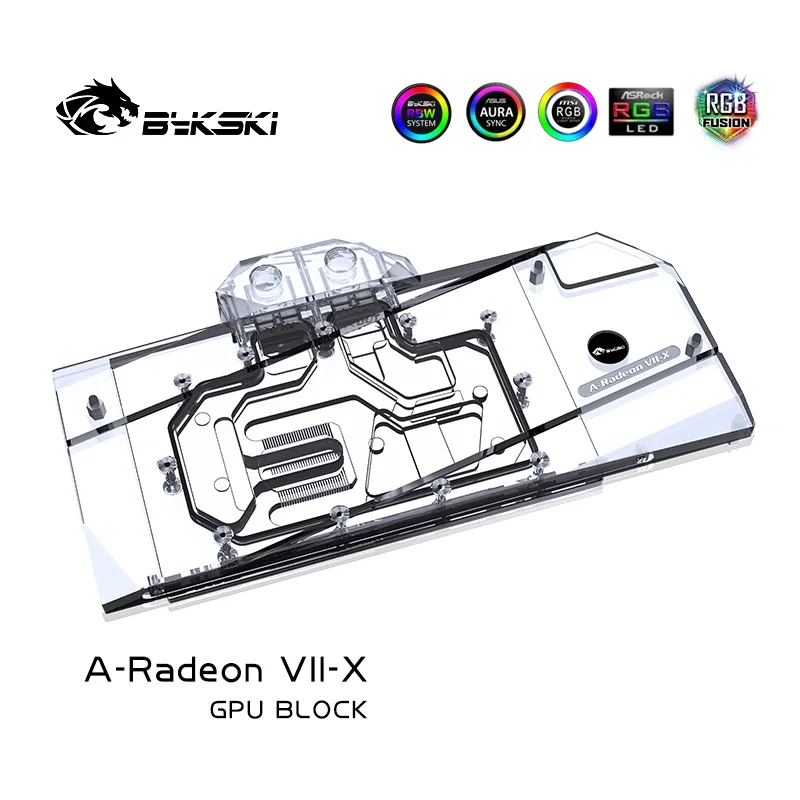 Bykski  GPU Water Block For AMD Founders Radeon VII Graphics Card Water Cooler, 5V ARGB AURA, A-Radeon VII-X