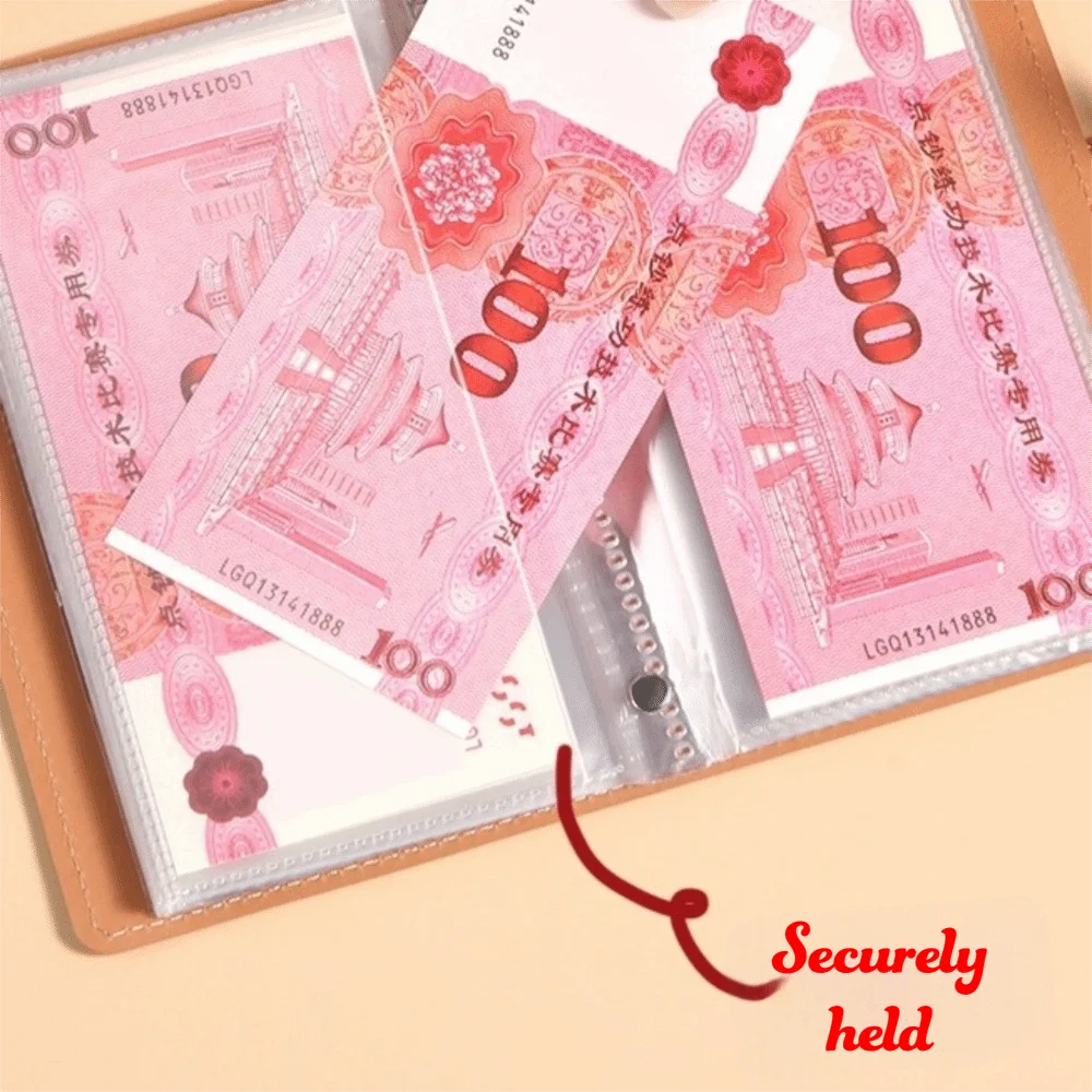 

Budget Plan Binder Cash Organizer Waterproof PU Fixed Deposit Book Large Capacity Cash Management Savings Challenge Binder