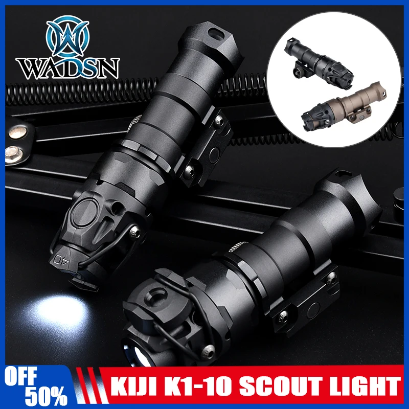 Тактический фонарь WADSN KIJI K1-10 Mini Scout Light для страйкбола с постоянным и мгновенным включением, совместим с 20-мм планками Mlok и Keymod, для охоты