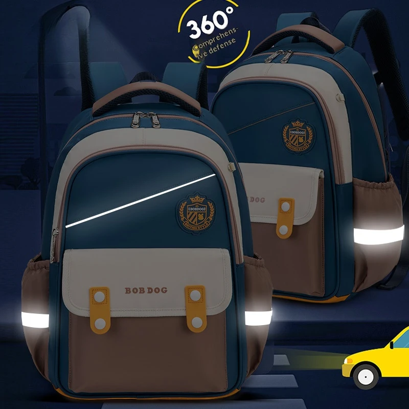 Kids Ergonomic School Backpack for Boys Girls Spine Support Student Bookbag with Chest Buckle Waterproof Reflective Large Capaci