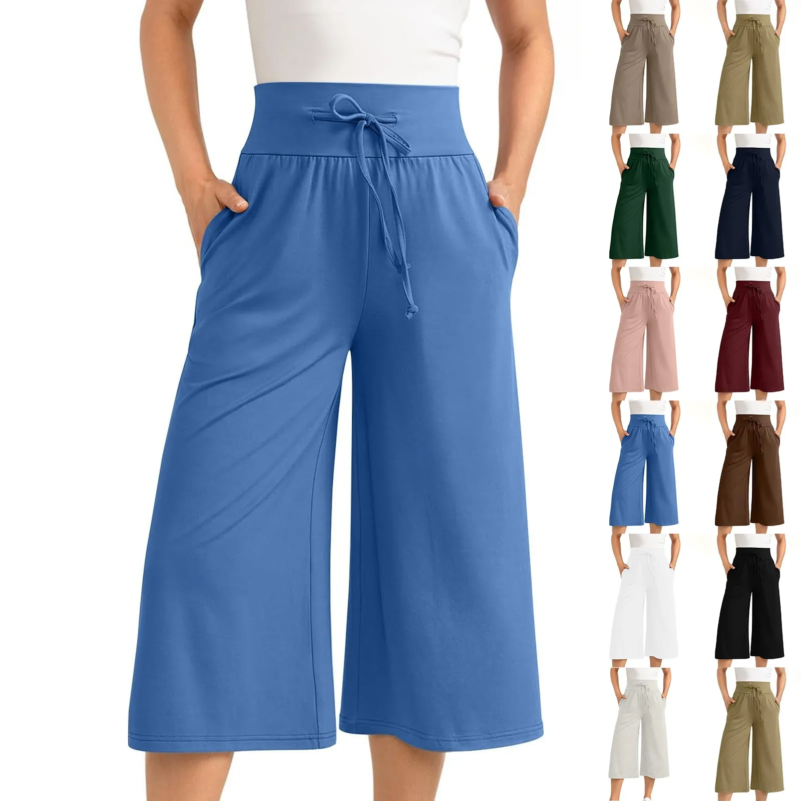 New Female Loose Pants Summer High Waist Loose And Versatile 7-point Trousers Fashion Women's Casual Comfort Half Length Pants