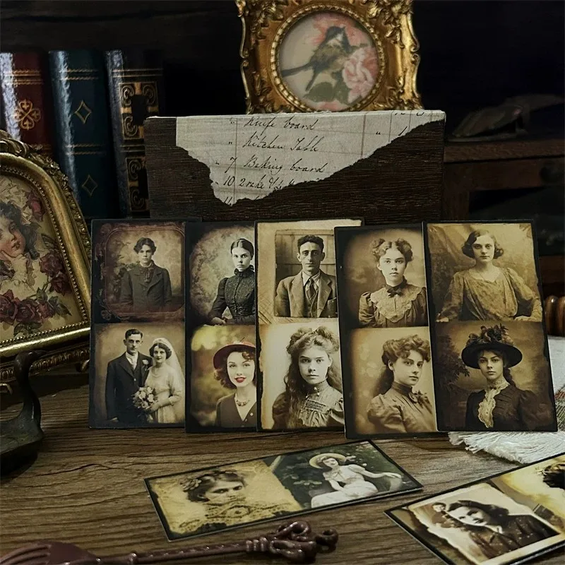 Family Retro Character Photo Scrapbook Decoration Collage Material Thick Card Without Adhesive Backing