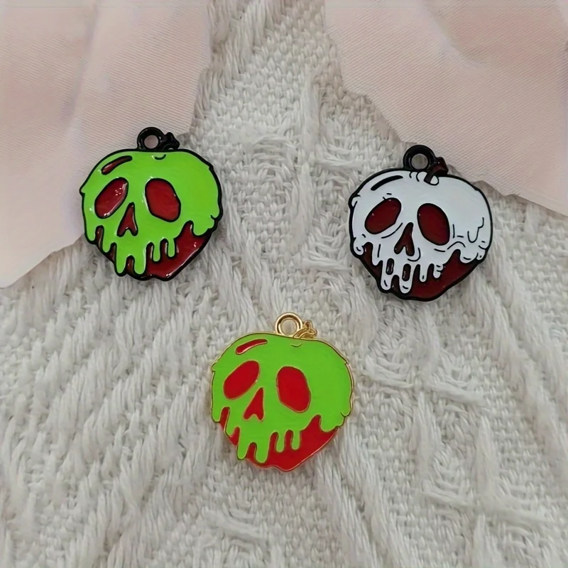 10pcs Halloween Alloy Drip Oil Skull Pendant, DIY Jewelry Making Earrings, Keychains, Accessories