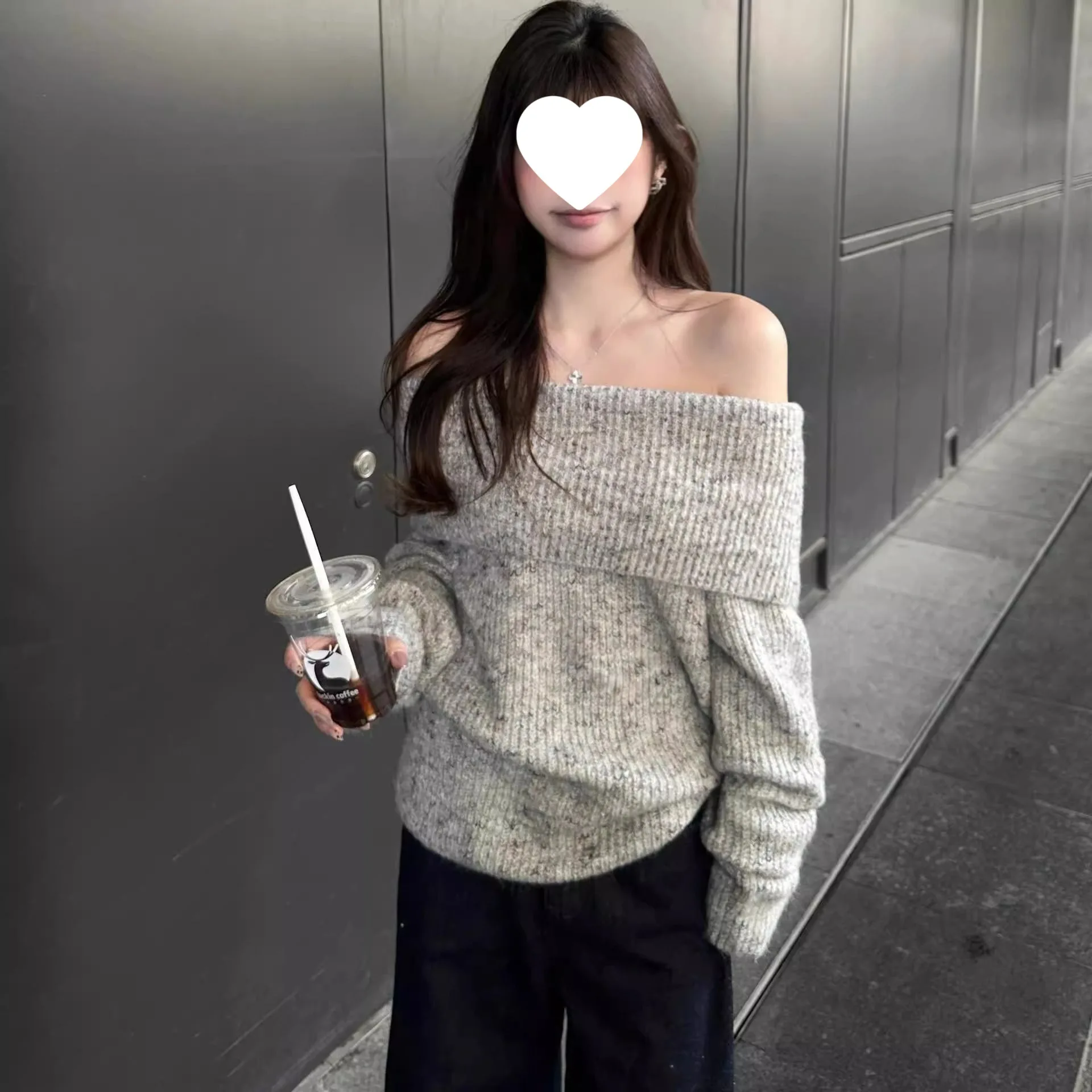 

Loose Women's One-oulder Sweater Soft Cozy Slouchy Sle Autumn Winter New Arrival Sweet Spicy Knitted Pure Desire Faion