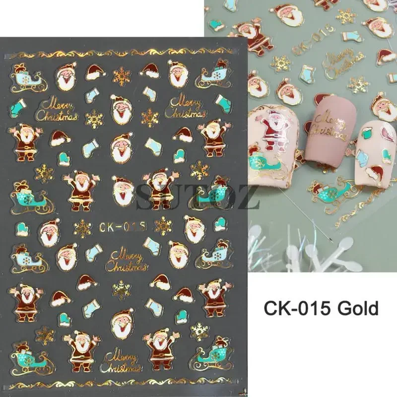 คริสต์มาสเล็บสติกเกอร์คริสต์มาส Breath เล็บองค์ประกอบคริสต์มาสกลับกาวการ์ตูนความงามและสุขภาพ Elk เล็บ Stic Elk