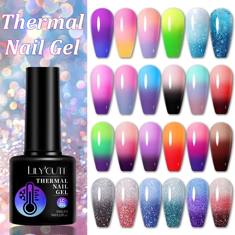 LILYCUTE 7 مللي طلاء أظافر حراري 3 ألوان درجة الحرارة اللون تغيير شبه دائم نقع قبالة الأشعة فوق البنفسجية/LED مستلزمات الأظافر مانيكير #6