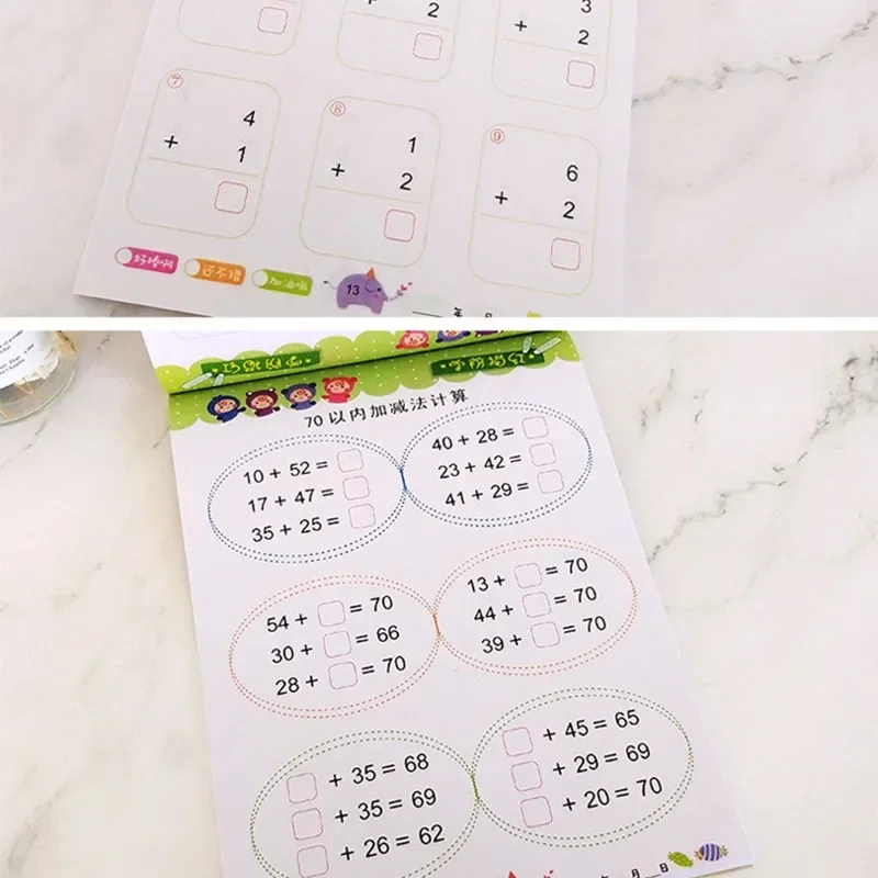 4-8 Year Old Children,Math Exercise Book for Addition and Practice Adding and Subtracting Within 10/20/50/100 School Every Day