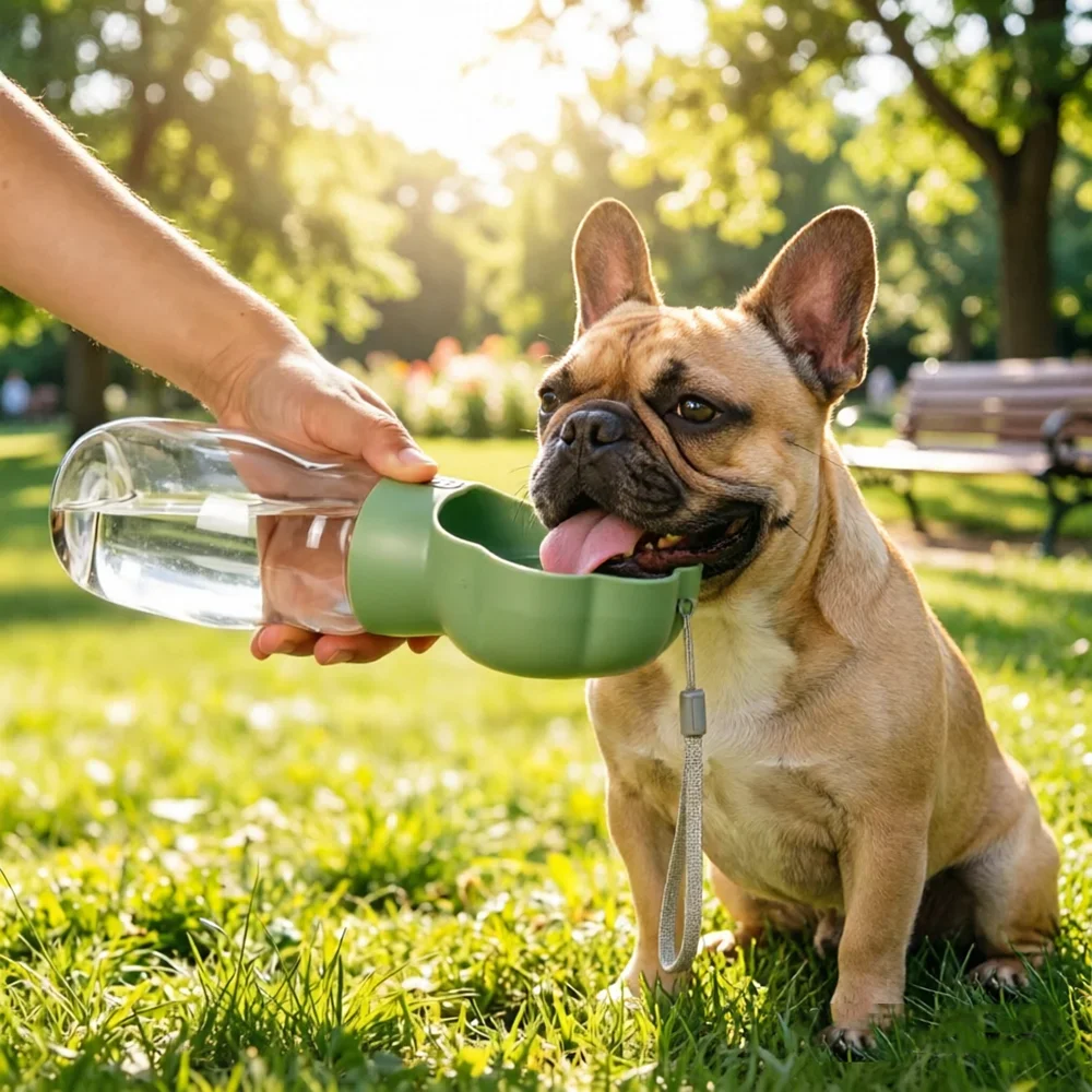 Hunde-Wasserflasche 2-in-1 Tragbare Auslaufsichere Haustier-Wasserschüssel mit Futterbehälter für Kleine und Große Hunde, Katzen, Welpen, Spaziergänge und Wanderungen – Detail 17