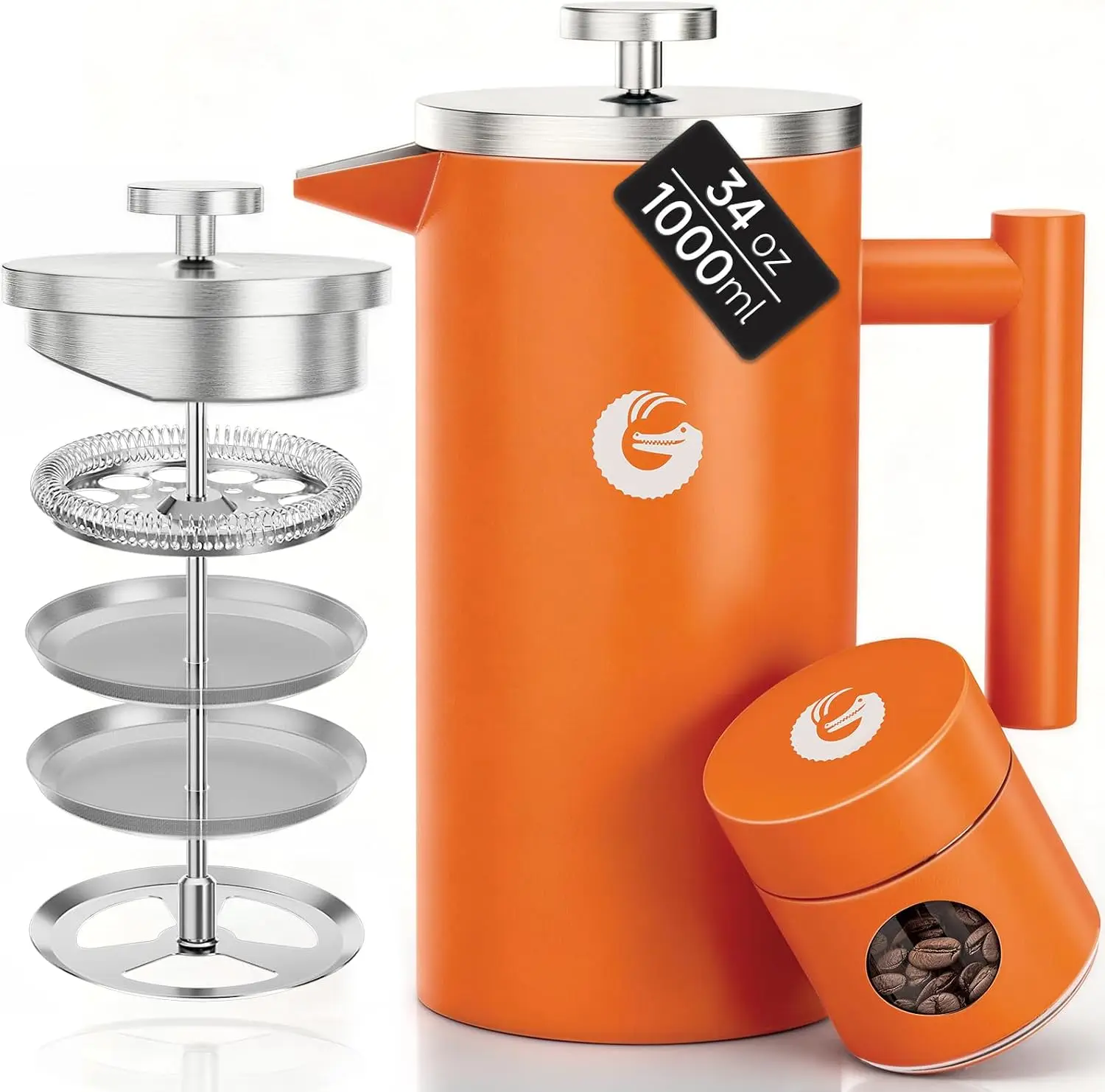 34oz Double Wall Stainless Steel French Press for portable use
