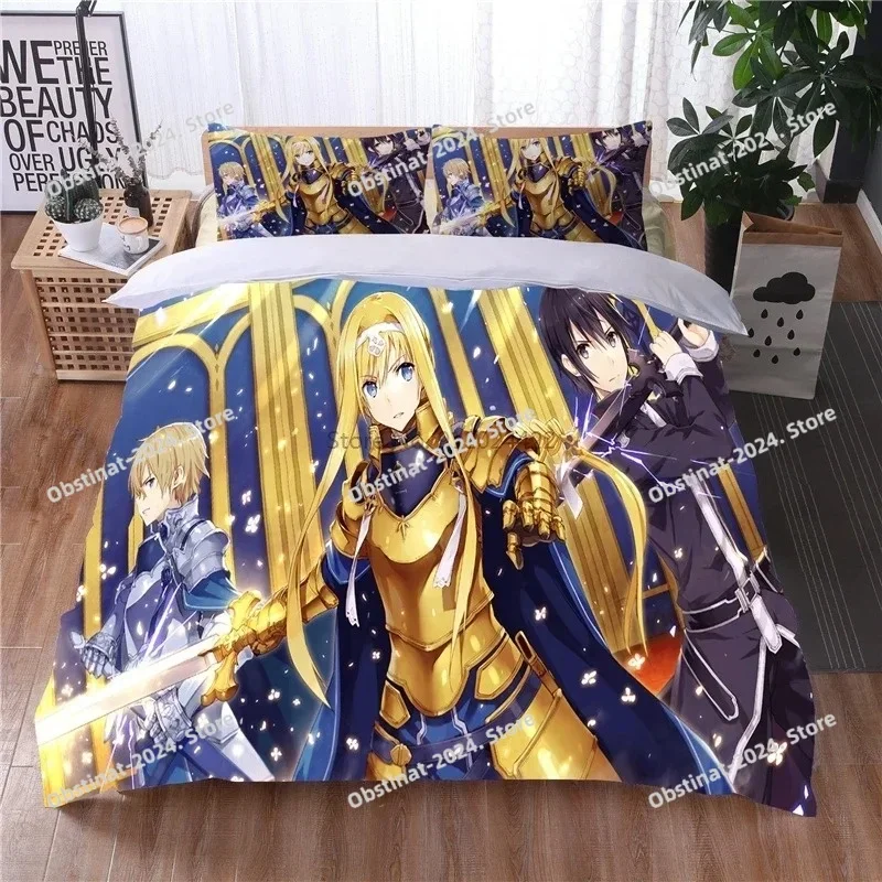 

Cartoon Sword Art Online 3d Bedding Set Printed Duvet Cover Pillowcase Bedclothes Twin Full Queen King Adult Children Bed Linens