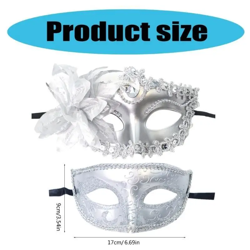 652F 2 szt. Maska wenecka Maska na bal maskowy Halloween Maska kostiumowa Półmaska