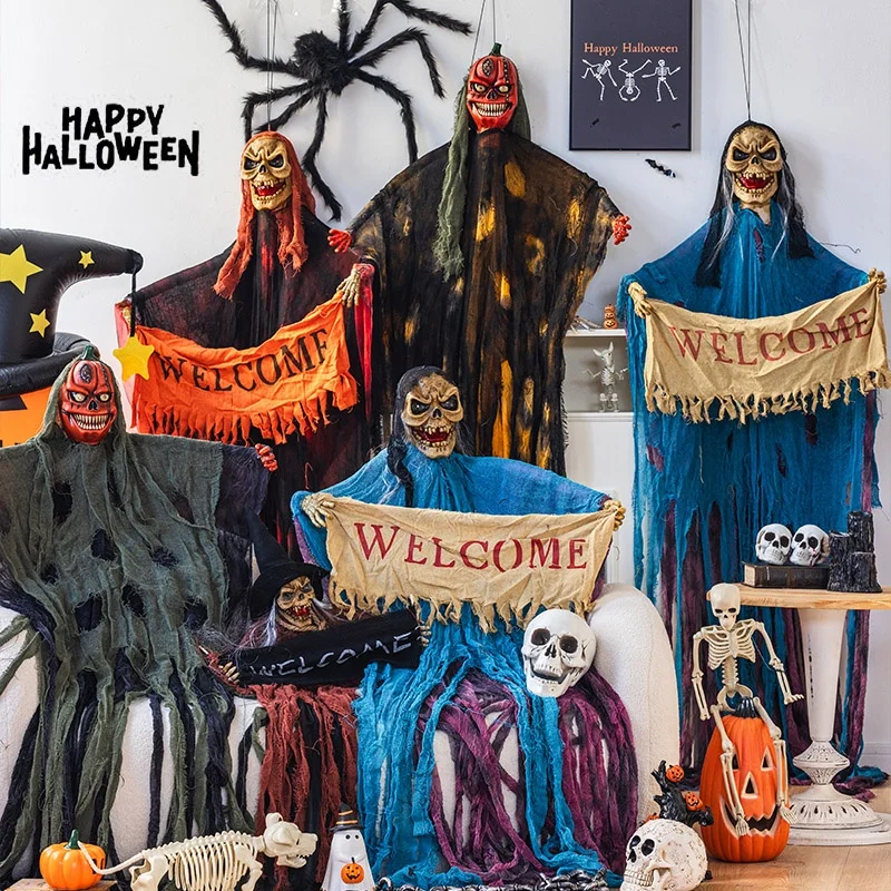 Halloween Hanging Ghost Skull Decor Haunted House Spooky Prop For Bar Club Halloween Party Decoration