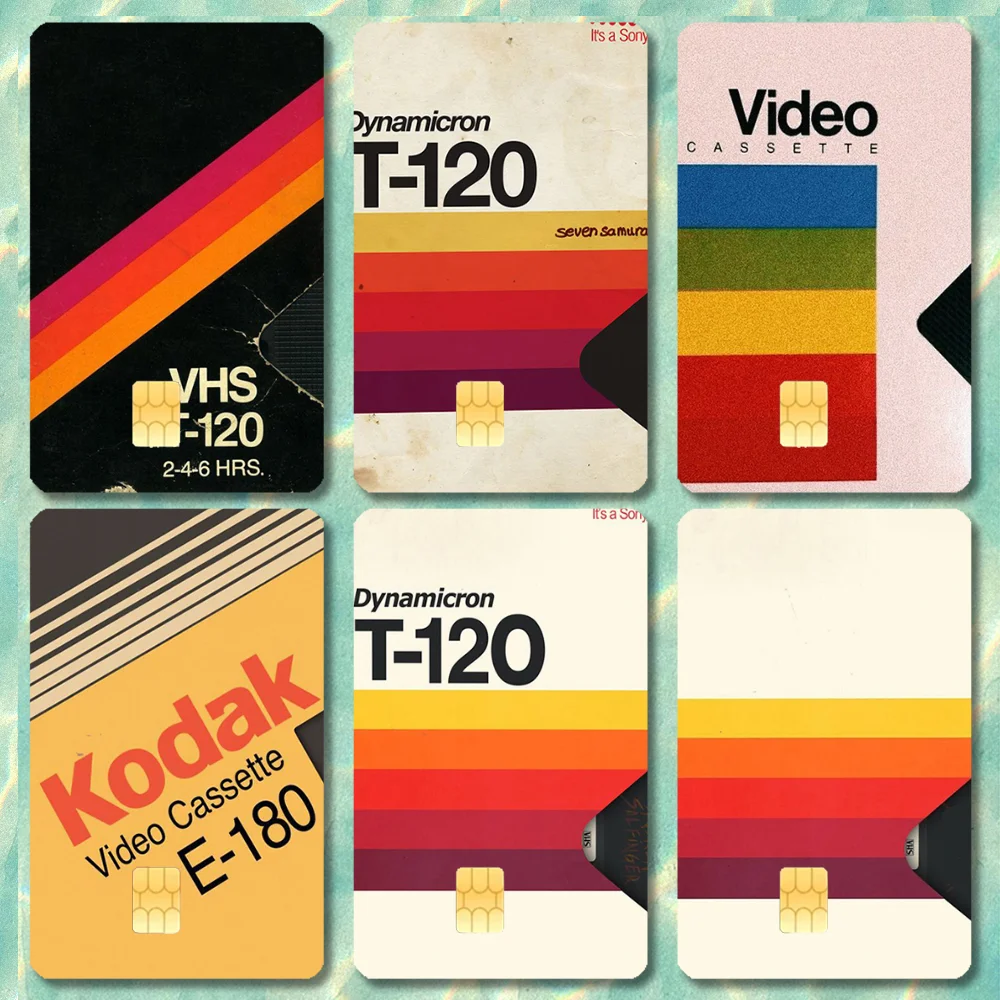 

Retro VHS Video Tape Vintage Stickers Credit Card Visa Debit Bank Charge Card Bus Metro Waterproof Sticker Decal Decoration