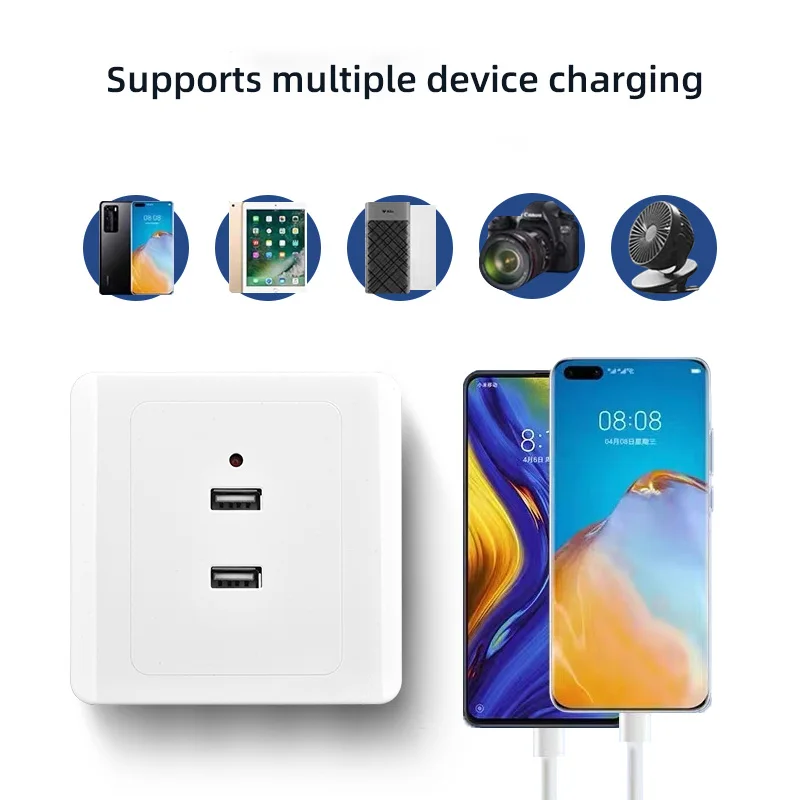 مقبس حائط USB عالمي، غرفة نوم مدمجة/بدلة مينغ 4 منافذ مقبس USB، مع ضوء LED، مقبس شحن الهاتف المحمول 2.1A #4