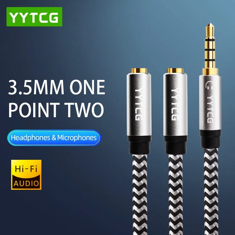 YYTCG-Câble répartiteur audio pour téléphone, haut de gamme, Hifi, 3.5mm, 1 mâle à 2, câble AUX pour ordinateur, sauna, haute qualité