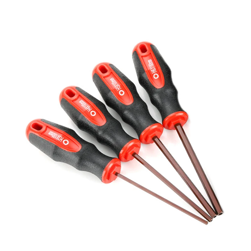 

4PCS Hex Screwdriver Set H3-H6 Screw Driver Set with Hole CR-V Flat Hex Allen Key Hexagon Bolt Driver Screw-driving Hand Tools