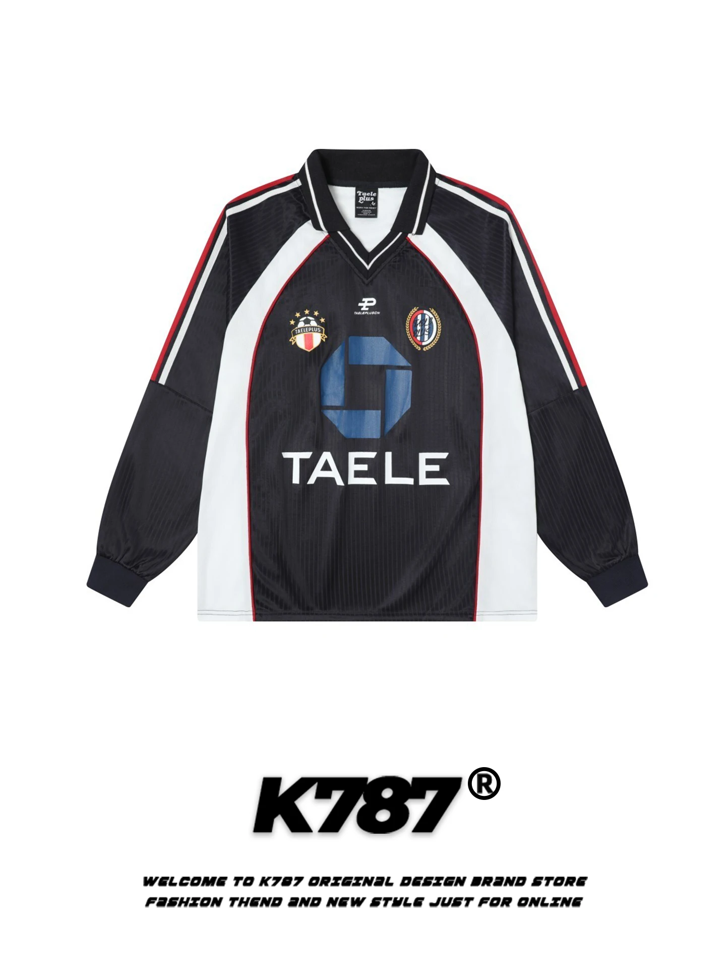 

Футболка K787 в американском ретро-стиле с цветными блоками, длинным рукавом, свободного кроя, повседневная, спортивная, для пар, из полиэстера