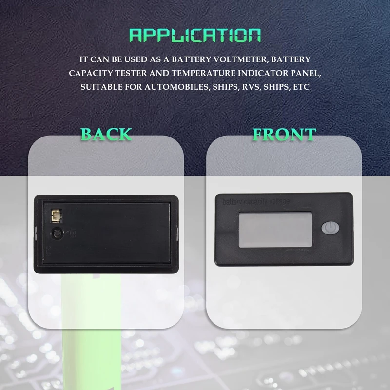 Battery Capacity Monitor,10-100V Battery Meter, 12V 24V 48V Percentage Voltage Fahrenheit Temperature Indicator Meter