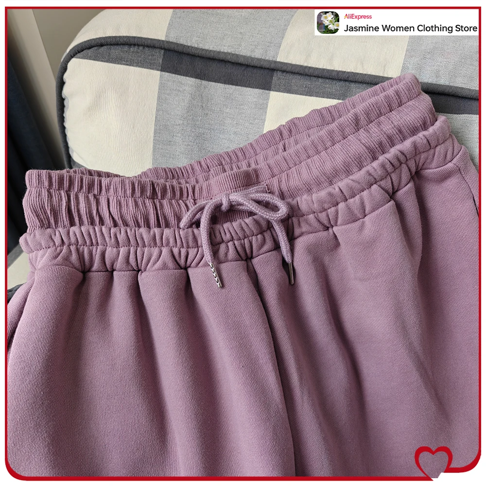 Elegant Chic Women Straight Leg Plush Pants New in Mid-rise Drawstring Waistband Sweatpants for Women Comfy Cotton Sports Pants