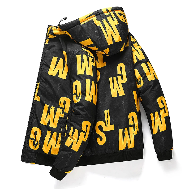 Chaqueta corta de algodón a la moda para hombre, chaqueta cálida estampada de doble cara, cómoda y versátil, de alta calidad, novedad de invierno